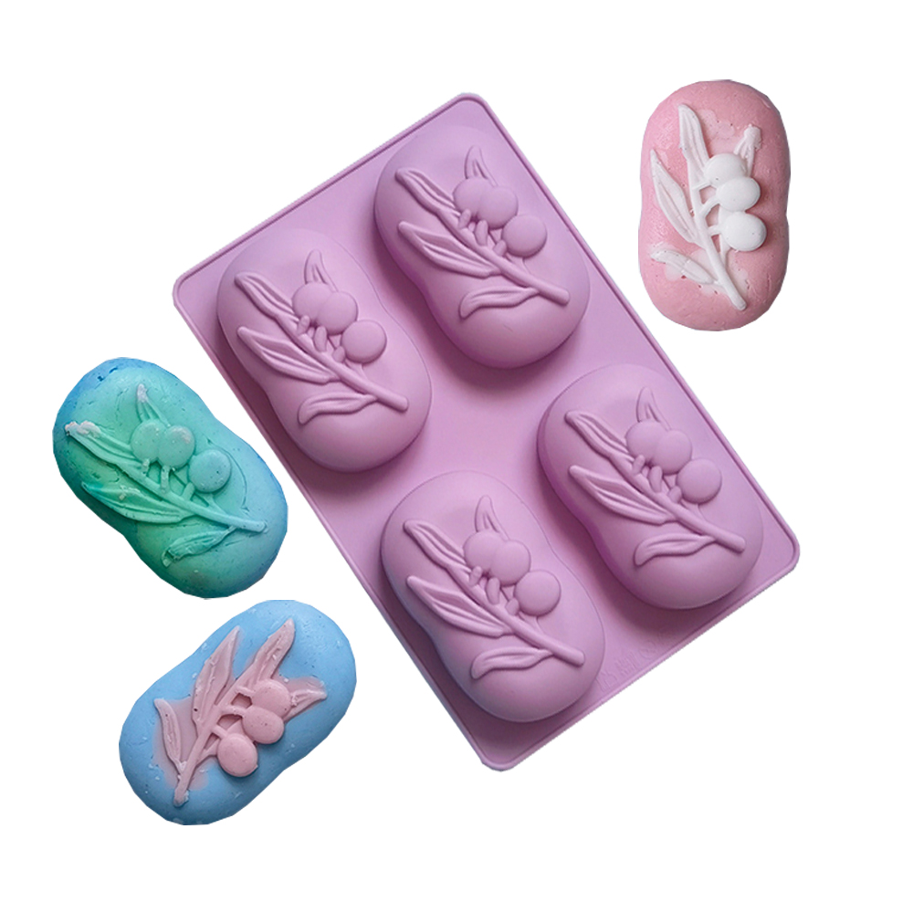 Soap Making Guide For Beginners - Ovale Olivenbaum-Silikon-Seifenform mit 4 Mulden, DIY-Seifenherstellung,