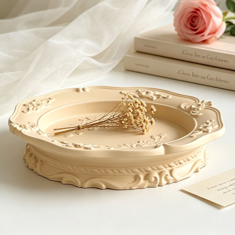 Soap Making Guide - Elegante Vintage Barock-Spitzen-Silikonform, Runde Ovale Relief-Form