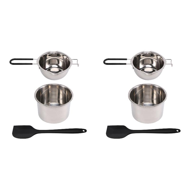 Soap Making Double Boiler - 2er-Pack (Doppelkessel-Set) aus Edelstahl mit Silikonspatel