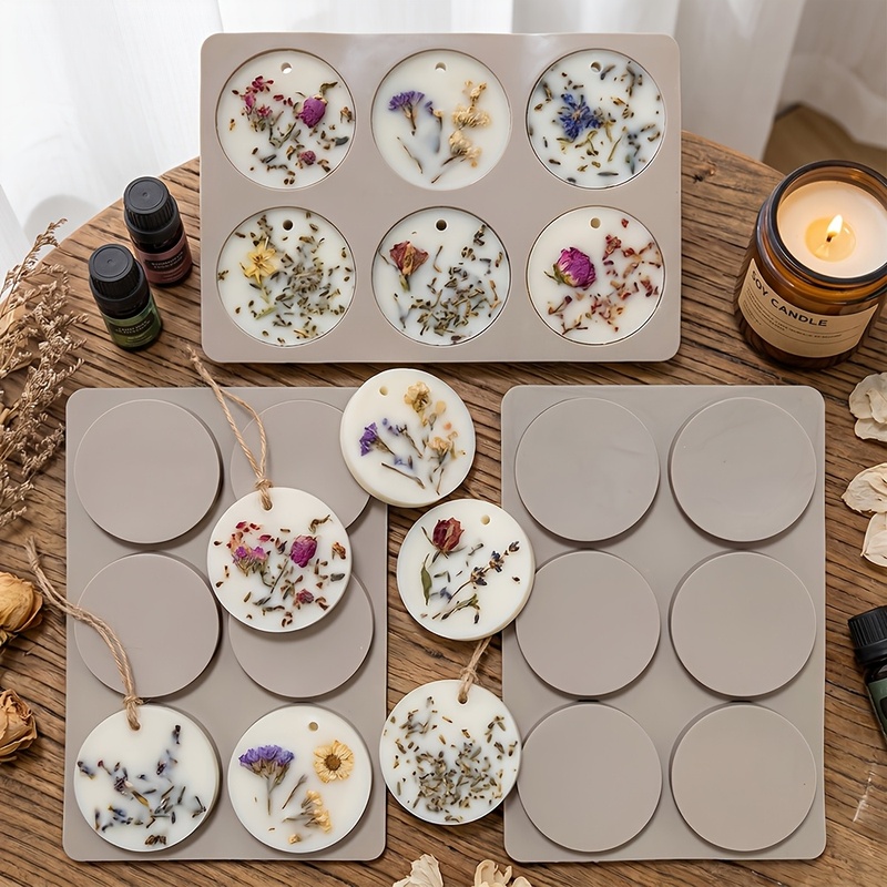 Soap Making Guide For Beginners - 6-fach runde Silikonform für Anhänger, DIY-Aromatherapie-Wachstablettenform,