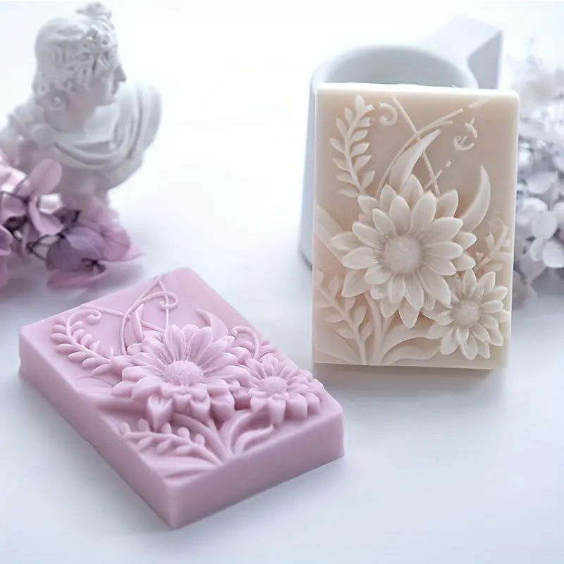 Soap Making Lye - 3D Blume Quadrat Seife Silikon Form