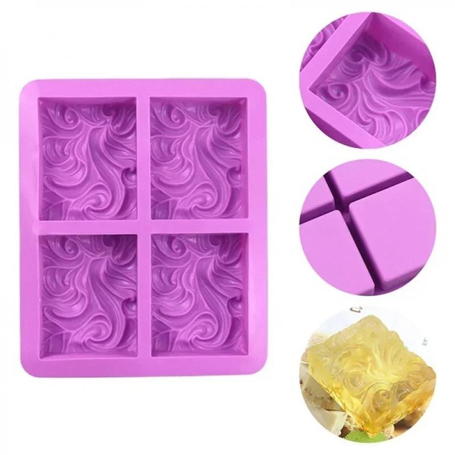 Soap Making Lye - Kreative 1-teilige Kuchendekorationsform, 4-fach Blumenförmige Silikonform