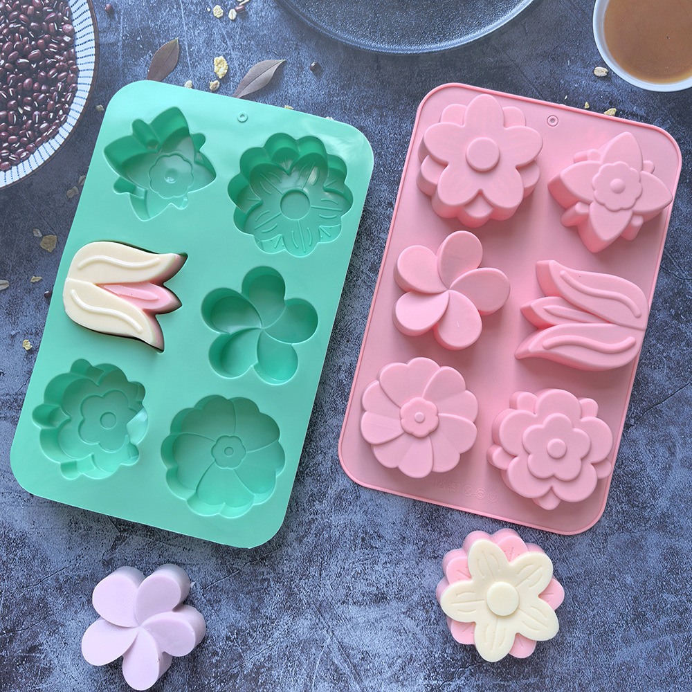 Soap Making Guide For Beginners - Verschiedene Blumen-Silikonformen, Blumenförmige Backformen Geeignet für